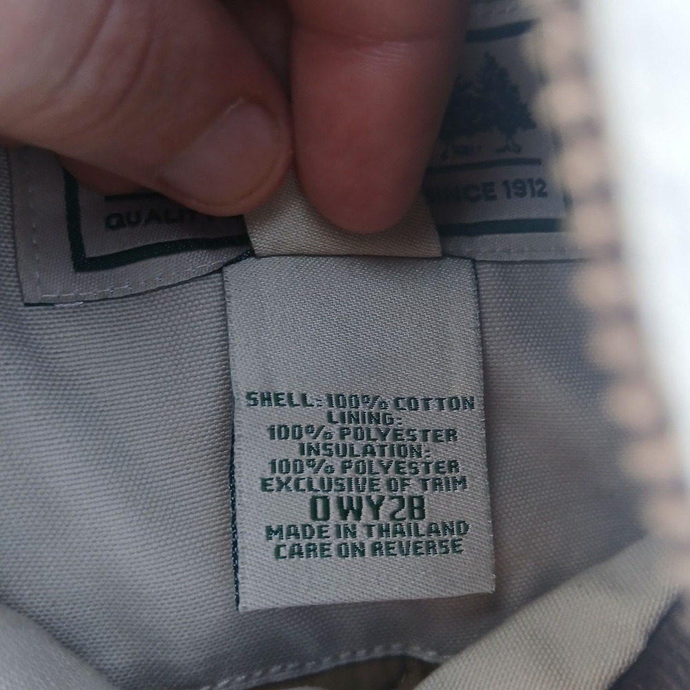 LL Bean Coat Womens Medium Beige Canvas Quilted Lined Button Front Winter Warm - Picture 4 of 6